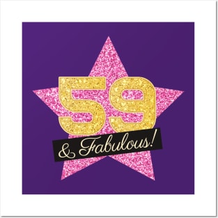 59th Birthday Gifts Women Fabulous - Pink Gold Posters and Art